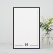 Minimalistische Monogramm-Doppelrand-Papeterie Briefpapier (Stehend Vorderseite)