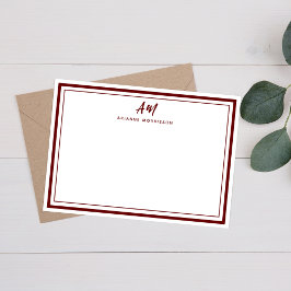 Minimalistische Monogramm-dünn und dick-maroon-Gre Mitteilungskarte