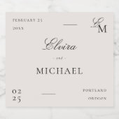 Minimalistische Monogramm-Editorial-Hochzeit Bierflaschenetikett (Einzelnes Label)
