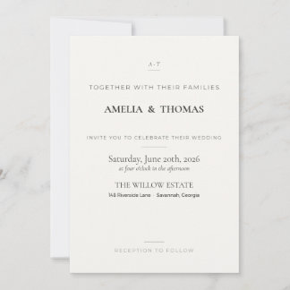 Minimalistische Monogramm Elegante Hochzeitseinlad Einladung