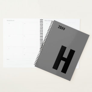 Minimalistische Monogramm Erstgrau Schwarz 2022 Planer