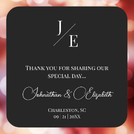 Minimalistische Monogramm-Gastgeschenk Hochzeit |  Quadratischer Aufkleber