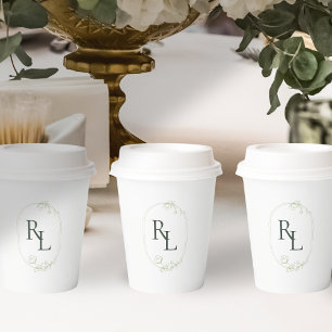 Minimalistische Monogramm-Hochzeit für Weiß und Gr Pappbecher