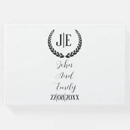 Minimalistische monogramm-Hochzeit in Schwarz-Weiß Gästebuch
