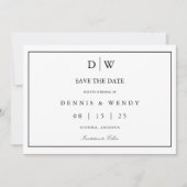 Minimalistische Monogramm-Hochzeit Save The Date (Vorderseite)