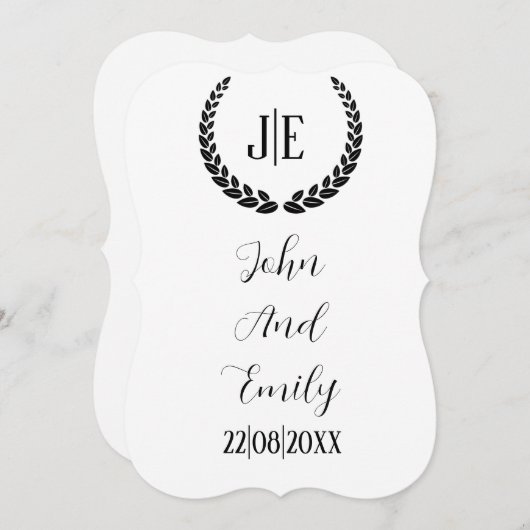 Minimalistische monogramm-Hochzeit Save The Date (Vorne/Hinten)