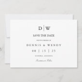 Minimalistische Monogramm-Hochzeit Save The Date (Vorderseite)