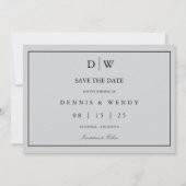 Minimalistische Monogramm-Hochzeit Save The Date (Vorderseite)