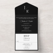 Minimalistische Monogramm-Hochzeit | Schwarz All In One Einladung (Innen Boden)