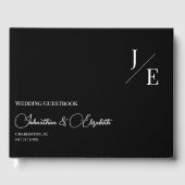 Minimalistische Monogramm-Hochzeit | Schwarz Gästebuch (Vorderseite)