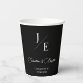Minimalistische Monogramm-Hochzeit | Schwarz Pappbecher (Rückseite)