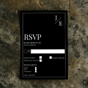 Minimalistische Monogramm-Hochzeit Schwarz RSVP Karte
