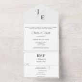 Minimalistische Monogramm-Hochzeit | Weiß All In One Einladung (Innen Boden)