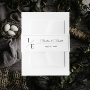 Minimalistische Monogramm-Hochzeit   Weiß Einladungsbanderole