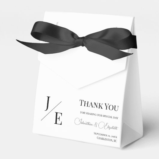 Minimalistische Monogramm-Hochzeit | Weiß Geschenkschachtel (Vorderseite)