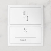 Minimalistische Monogramm-Hochzeit | Weiß Platzkarte (Außenseite Aufgefaltet)