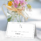 Minimalistische Monogramm-Hochzeit | Weiß Platzkarte