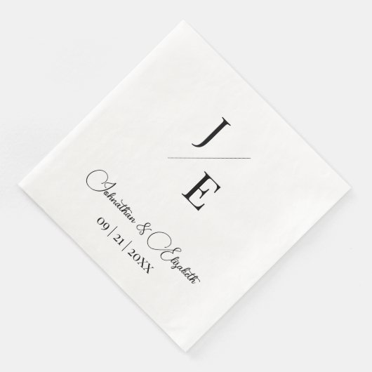 Minimalistische Monogramm-Hochzeit | Weiß Serviette (Ecke)