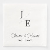 Minimalistische Monogramm-Hochzeit | Weiß Serviette (Vorderseite)
