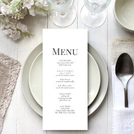 Minimalistische Monogramm-Hochzeitkarte Menükarte
