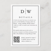 Minimalistische Monogramm-Hochzeits-QR-Code-Beilag Begleitkarte (Vorderseite)