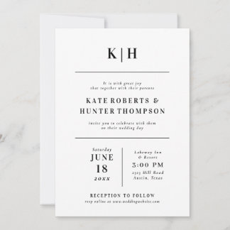 Minimalistische Monogramm-Hochzeitseinladung Einladung