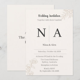 Minimalistische Monogramm-Hochzeitseinladung Einladung
