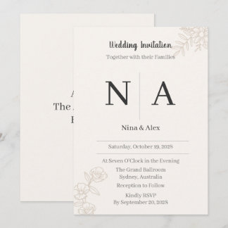 Minimalistische Monogramm-Hochzeitseinladung Einladung