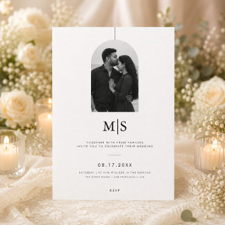 Minimalistische Monogramm-Hochzeitseinladung mit F Einladung