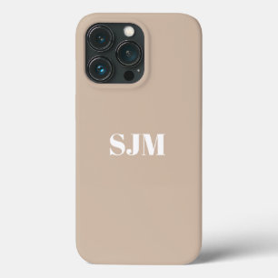 Minimalistische Monogramm-Initialen beige solide Case-Mate iPhone Hülle
