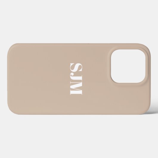 Minimalistische Monogramm-Initialen beige solide Case-Mate iPhone Hülle (Rückseite (Horizontal))