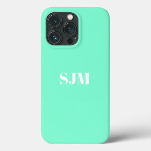 Minimalistische Monogramm-Initialen in Aqua-Weiß Case-Mate iPhone Hülle