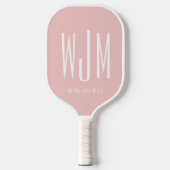 Minimalistische Monogramm-Initialen in Rosa Pickleball Schläger (Vorderseite)