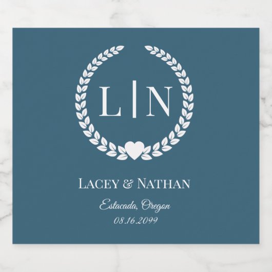 Minimalistische Monogramm-Initialen Schaumweinetikett (Einzelnes Label)