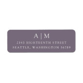 Minimalistische Monogramm Lila Rücksendeadresse (Vorne)