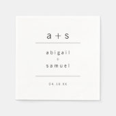 Minimalistische Monogramm Moderne Schwarz-Weiß-Hoc Serviette (Vorderseite)