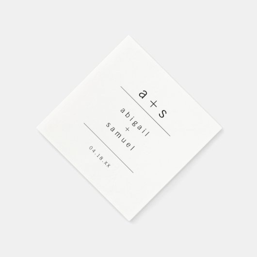 Minimalistische Monogramm Moderne Schwarz-Weiß-Hoc Serviette (Ecke)