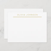 Minimalistische Monogramm Name White Flat Note Car Mitteilungskarte (Vorne/Hinten)
