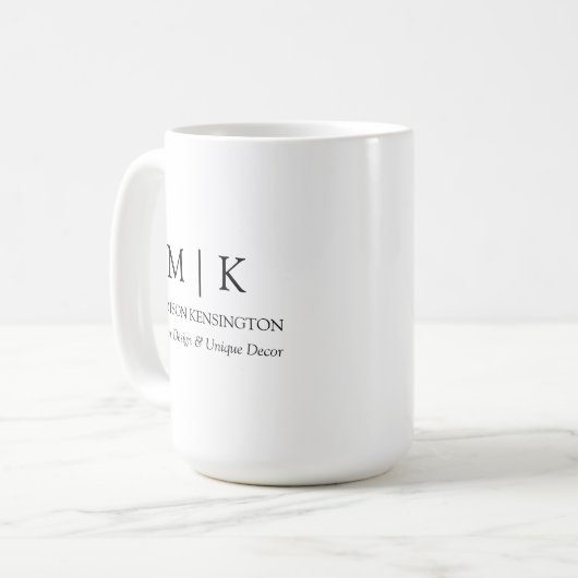 Minimalistische Monogramm oder Hinzufügen von Logo Kaffeetasse (Vorderseite Links)