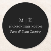 Minimalistische Monogramm oder Hinzufügen von Logo Runder Pappuntersetzer (Vorderseite)