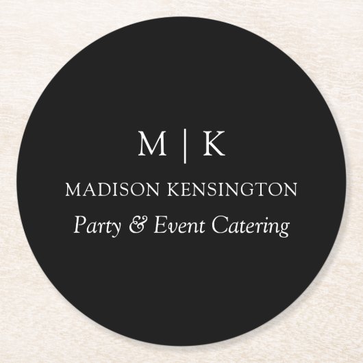 Minimalistische Monogramm oder Hinzufügen von Logo Runder Pappuntersetzer (Vorderseite)