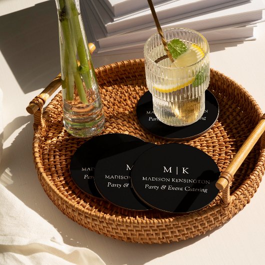 Minimalistische Monogramm oder Hinzufügen von Logo Runder Pappuntersetzer