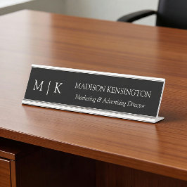 Minimalistische Monogramm oder Hinzufügen von Logo Schreibtischnamensplakette