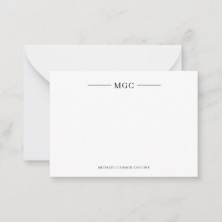 Minimalistische Monogramm-Personalisierte Mens-Not Mitteilungskarte