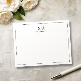 Minimalistische Monogramm personalisierte Stationi Mitteilungskarte