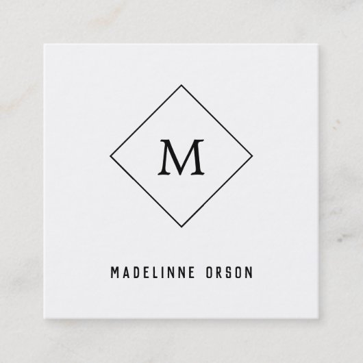 Minimalistische Monogramm Quadratische Visitenkarte (Vorderseite)