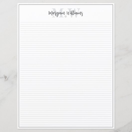 Minimalistische Monogramm-Rahmen-Name Korresponden (Vorderseite)