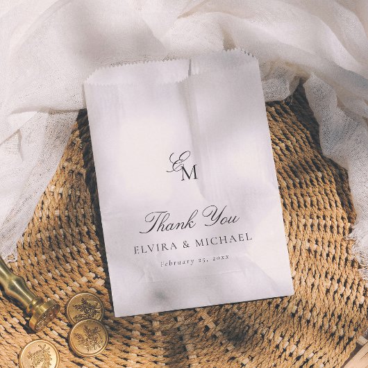 Minimalistische Monogramm-Redaktions-Hochzeit Dank Geschenktütchen
