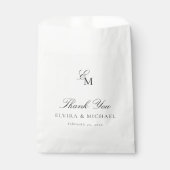Minimalistische Monogramm-Redaktions-Hochzeit Dank Geschenktütchen (Vorderseite)