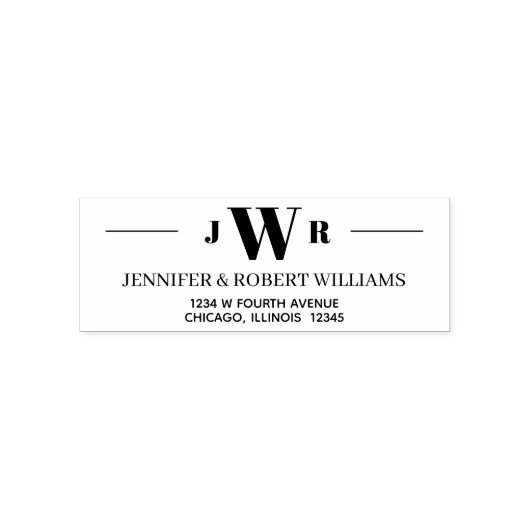 Minimalistische Monogramm-Rücksendeadresse Permastempel (Design)